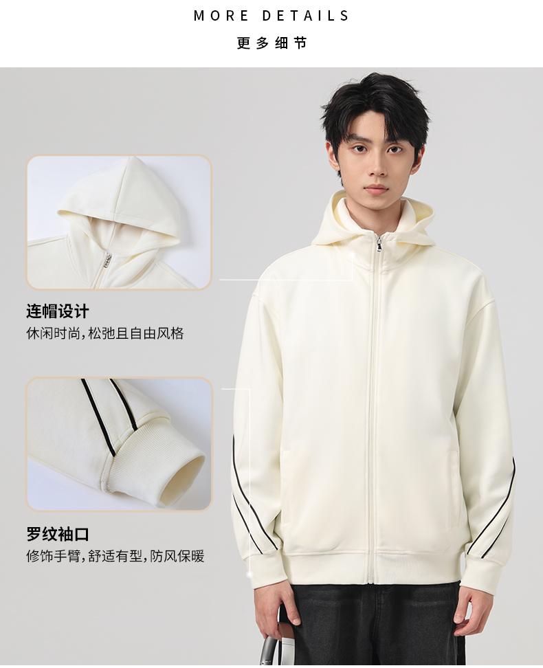 99006#40支 听竹棉 微肌理感空气层结构连帽拉链外套款 卫衣 细节展示 启虎