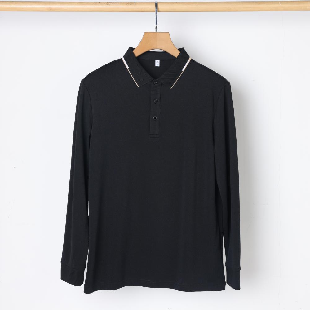 2509#40支240克秋冬羊毛蚕丝秋冬长袖 Polo衫 细节展示 启虎