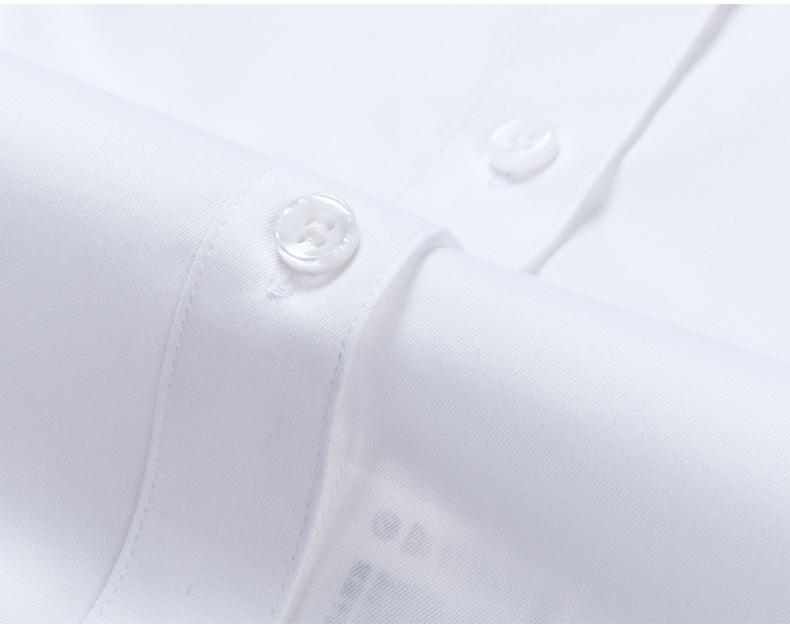 DF18501 优质长绒棉白色方领短袖衬衫女