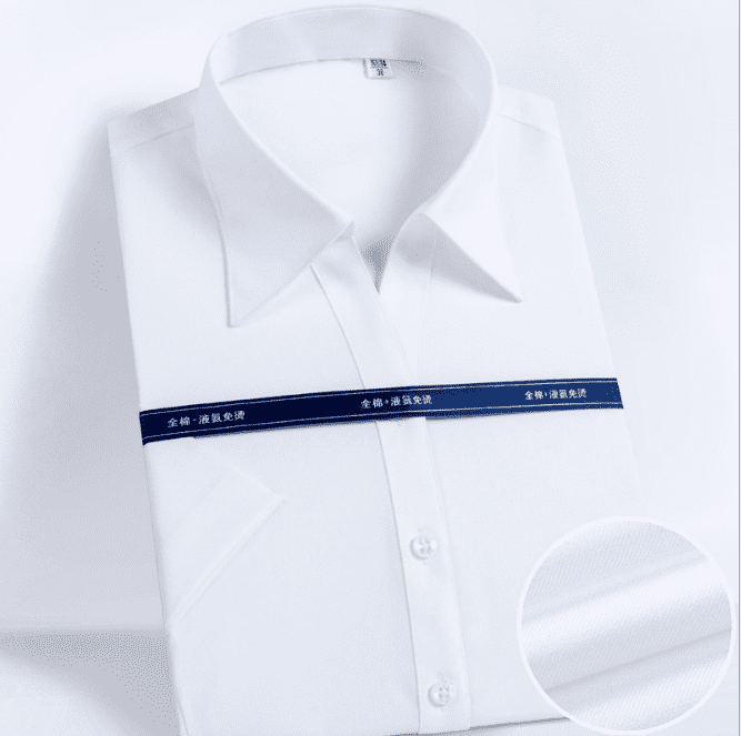 DV19006 全棉液氨免烫白色V领短袖衬衫女