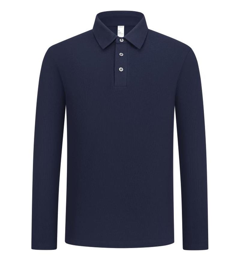 双面绒华夫格1500 石青 长袖 Polo 衫定制