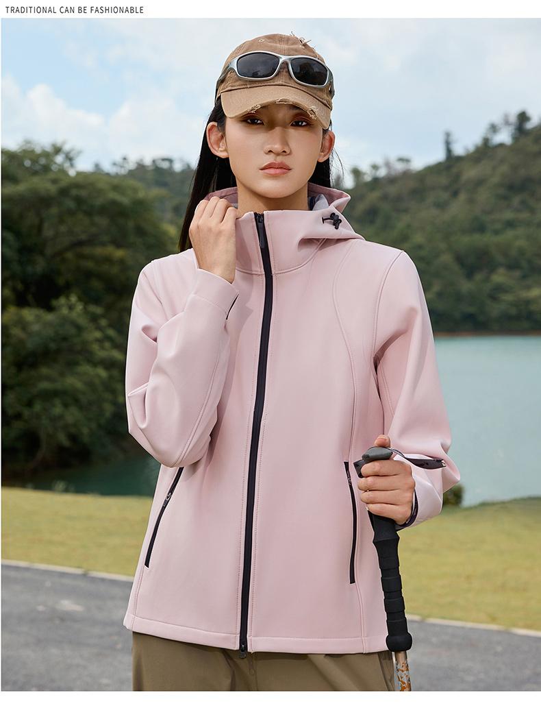 SYK-T2620#女版 户外连帽软壳衣 冲锋衣 细节展示 启虎