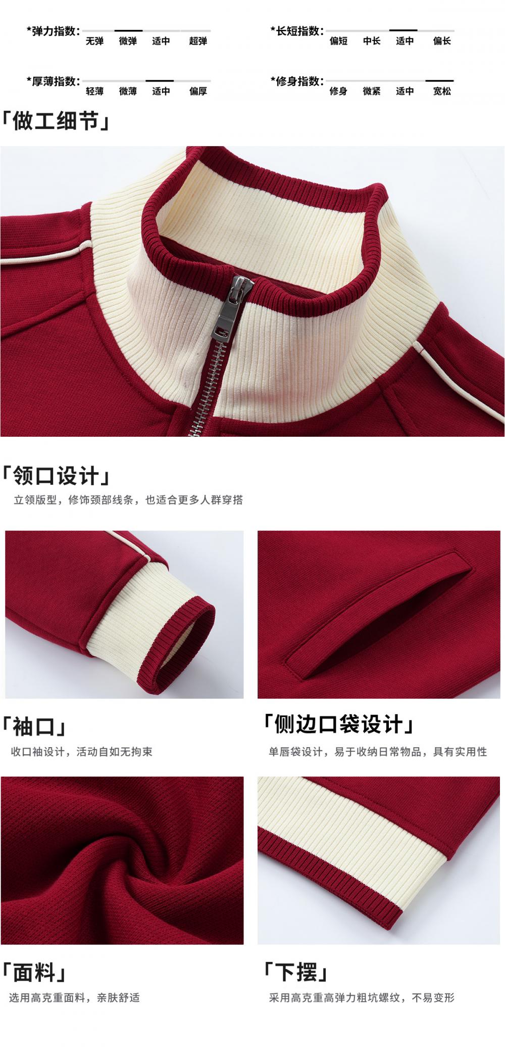 9896#Autumn 380G复古潮棉撞色立领拉链外套 卫衣 细节展示 启虎