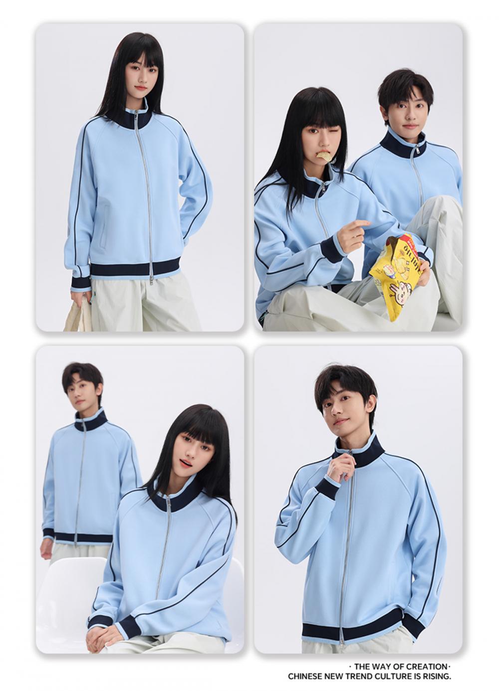 9896#Autumn 380G复古潮棉撞色立领拉链外套 卫衣 细节展示 启虎