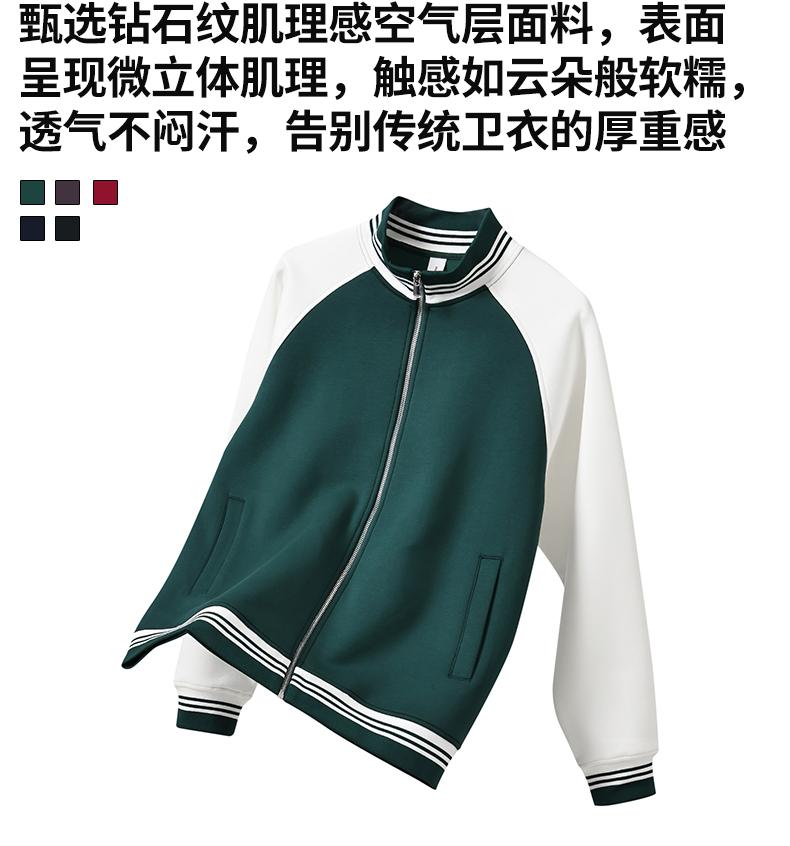 9627#40支380G美式复古棒球服拉链立领外套 卫衣 细节展示 启虎