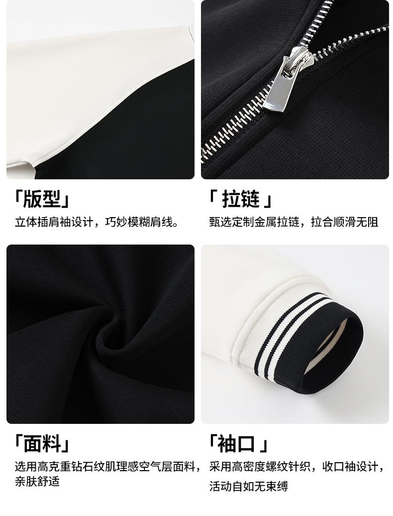 9627#40支380G美式复古棒球服拉链立领外套 卫衣 细节展示 启虎