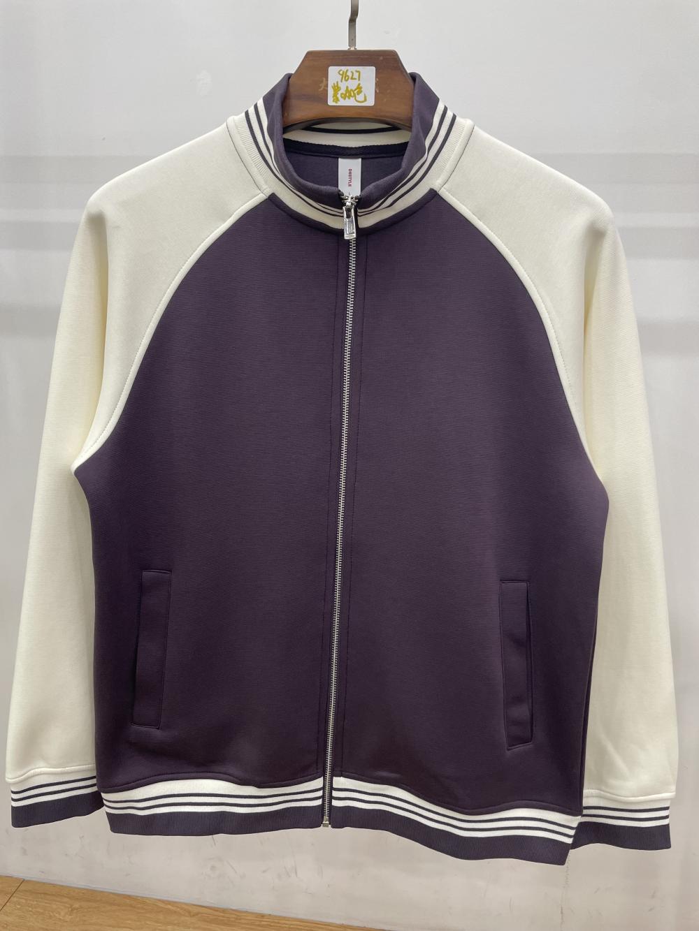9627#40支380G美式复古棒球服拉链立领外套 卫衣 细节展示 启虎