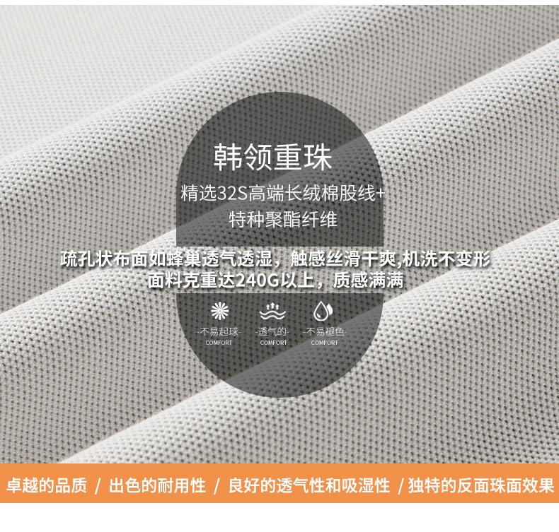 8865#韩领重珠（长袖POLO翻领）240G Polo衫 细节展示 启虎