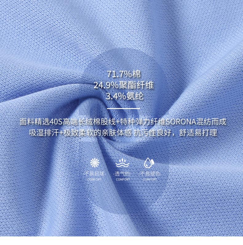 8887#韩领冰珠 40支索罗娜冰感长袖 200G 长袖 Polo 衫定制 细节展示 第2张