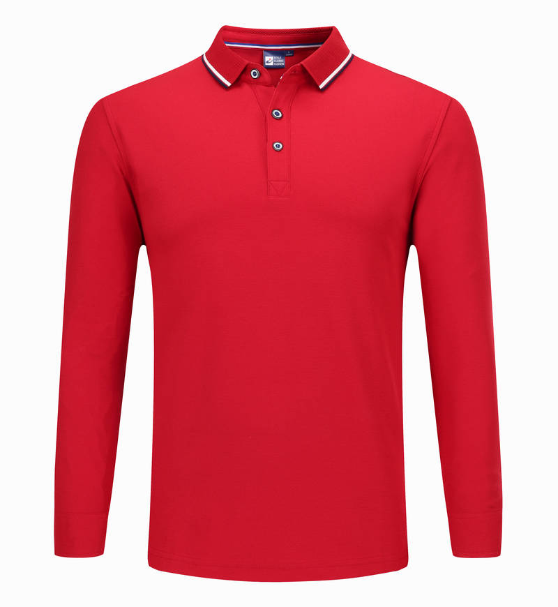 1920#长袖 POLO 衫 大红色 Polo衫 企业团购定制 启虎