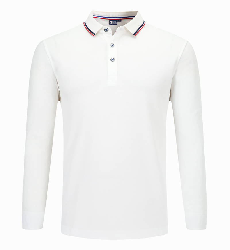 1920#长袖 POLO 衫 白色 Polo衫 企业团购定制 启虎