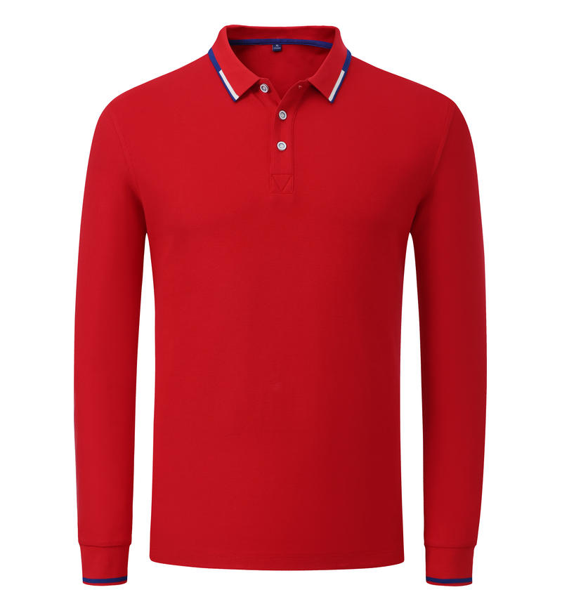 2021#长袖 POLO 衫 大红色 Polo衫 企业团购定制 启虎