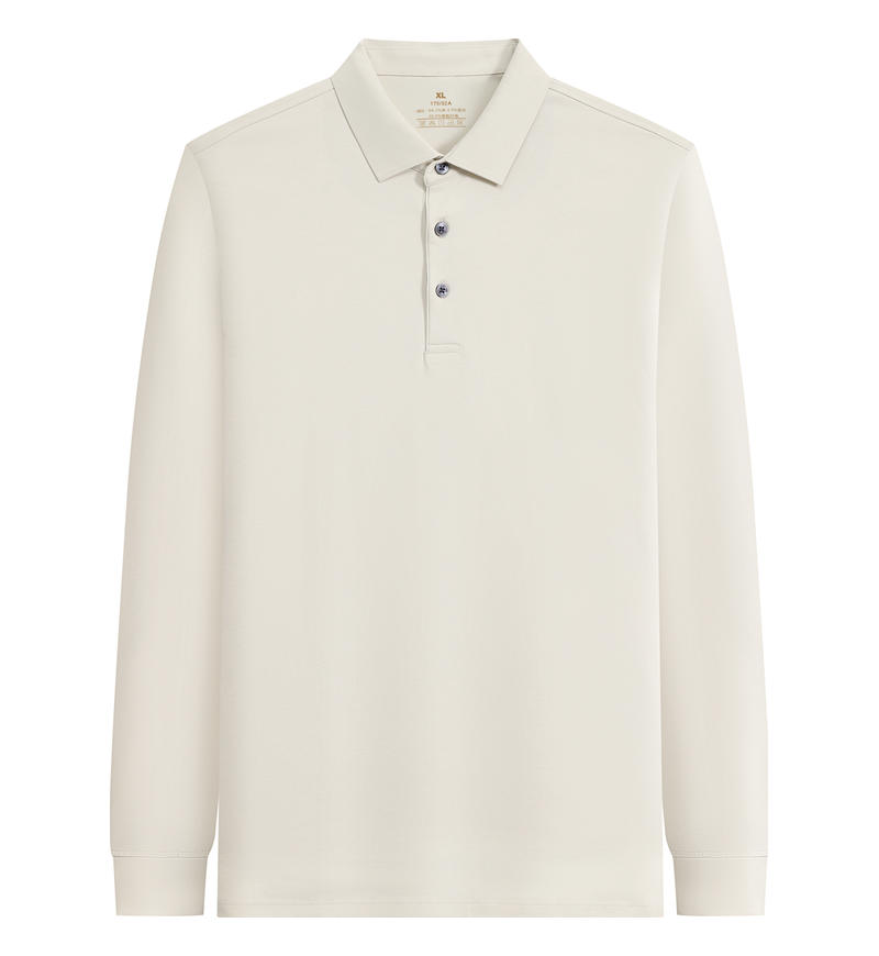 M555#长袖 POLO 衫 雅米杏 长袖 Polo 衫定制