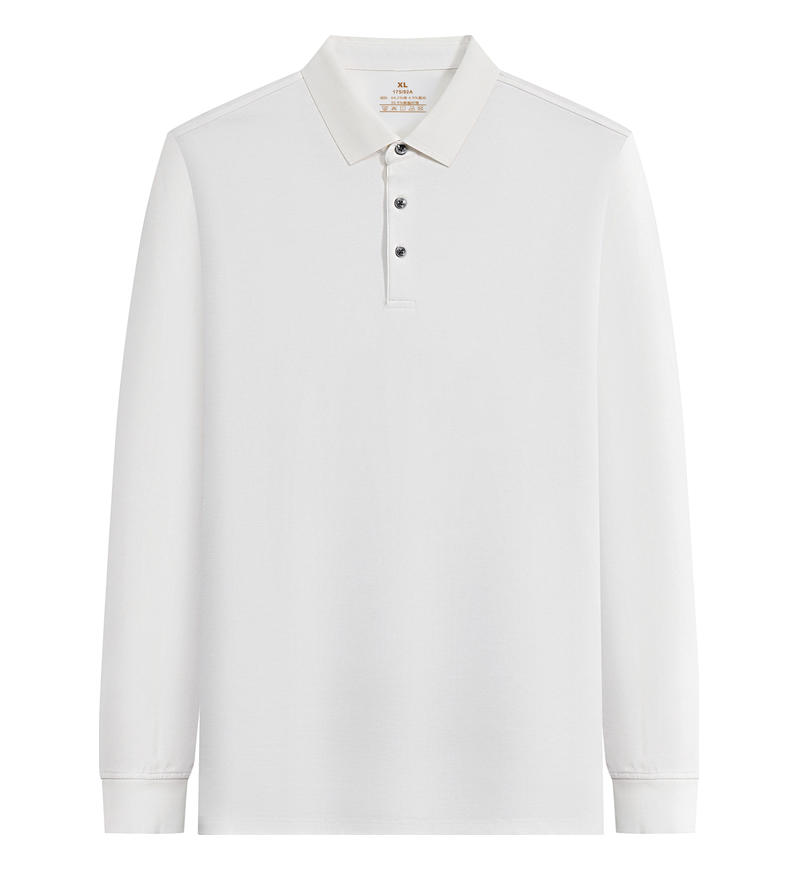 M555#长袖 POLO 衫 白色 长袖 Polo 衫定制