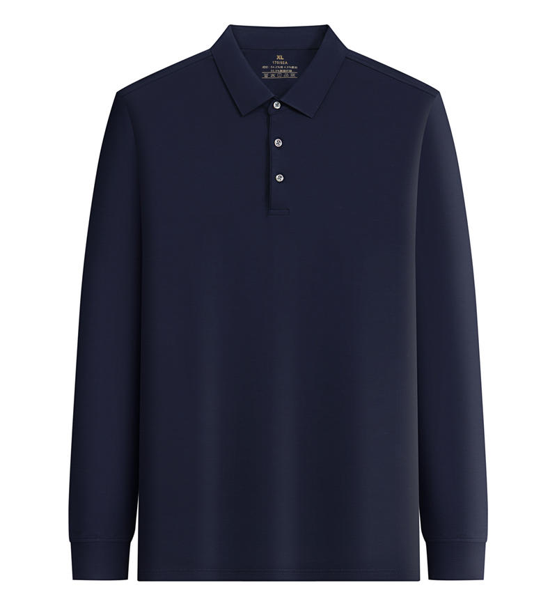 M555#长袖 POLO 衫 藏兰 长袖 Polo 衫定制