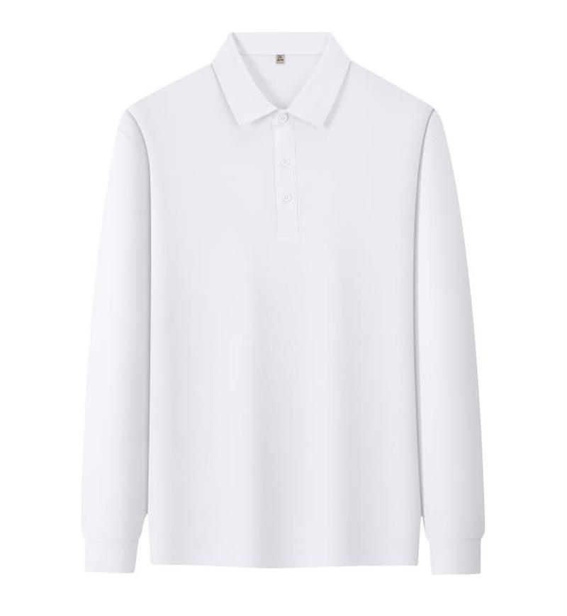 M666#长袖 POLO 衫 白色 Polo衫 企业团购定制 启虎