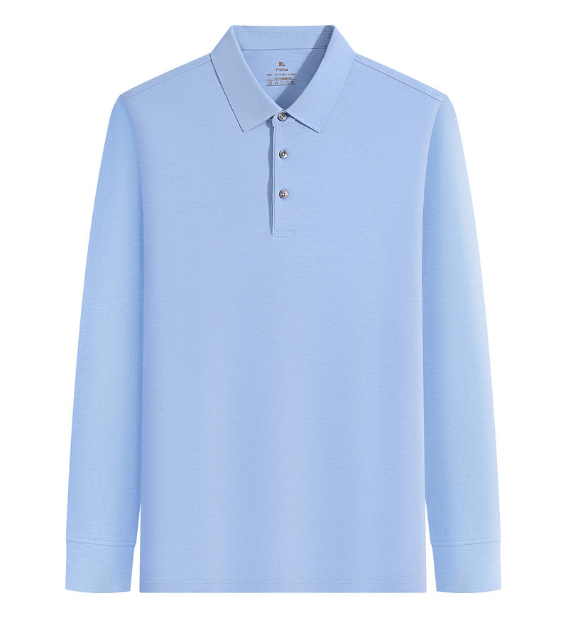 M555#长袖 POLO 衫 冰川兰 长袖 Polo 衫定制